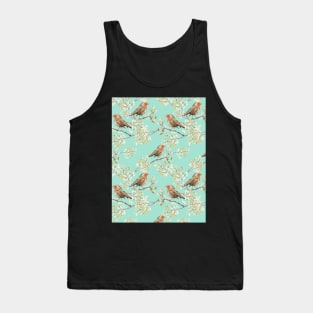 Vintage Robin Readbreast Art Pattern Tank Top